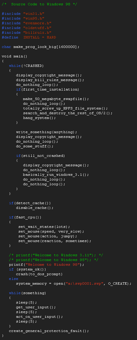 Source Code to Windows 98