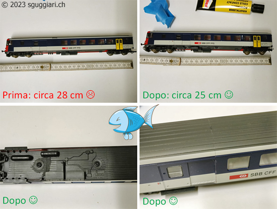 Accorciare modello H0 Lima SBB BDt