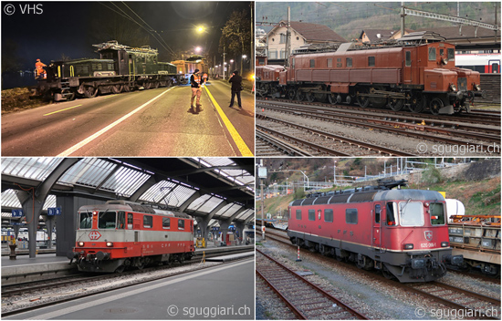 Be 6/8 II 13254, Ce 6/8 I 14201, Re 4/4 II 11108 'Swiss Express' e Re 6/6 11666 'Stein am Rhein'